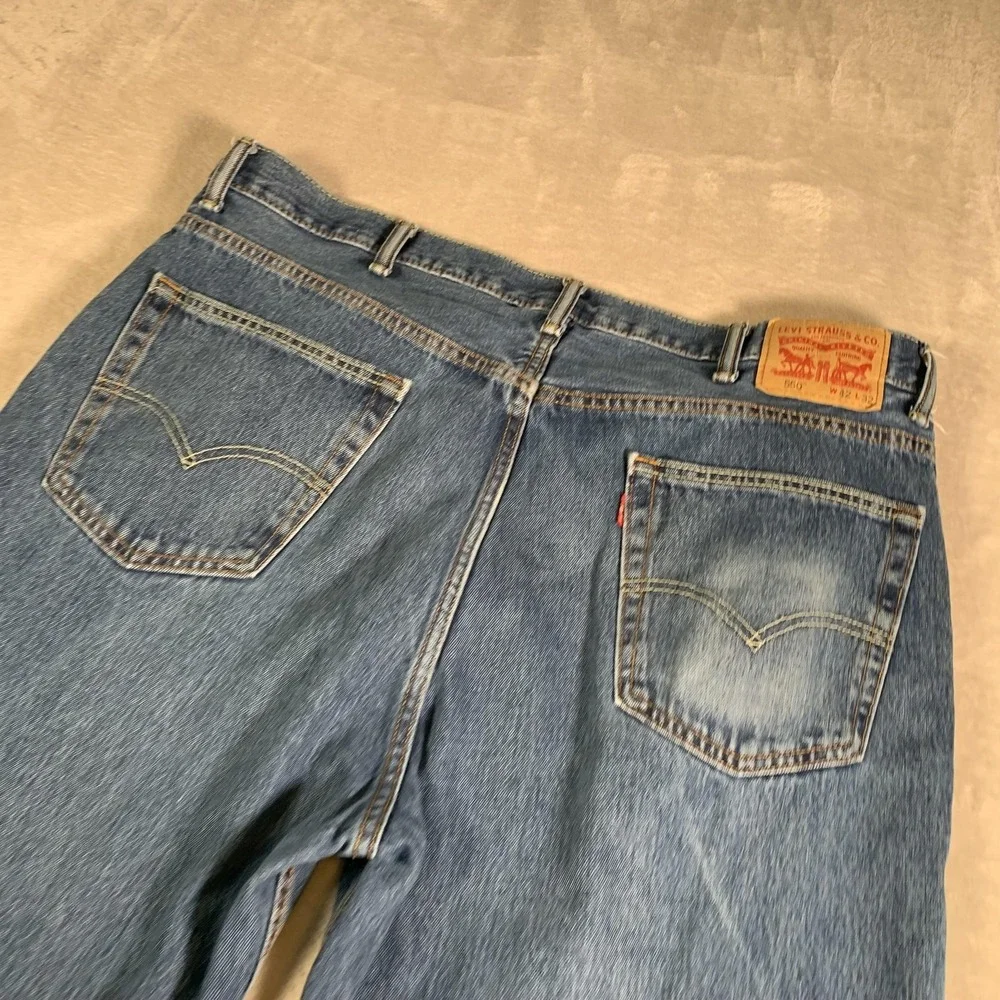Levis 501 Mens Jeans 42x30 Blue‎ Denim Straight Leg Button Fly Classic Red Tab